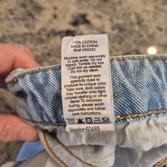 PacSun Women's Light Indigo Blue Wash Poly/Spandex Boyfriend Cut 90's Cargo High - Picture 10 of 12